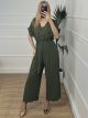 Buttons Jumpsuit/Khaki