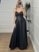 Satin Bow Maxi Dress/Black