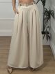 Wide Leg Pleated Pants/Beige