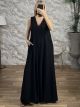 Wide ButtonBack Ve Jumpsuit-35319/Black