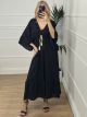 Casual Maxi Oversized Ruffles Dress/Black