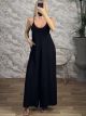 Wooden BeadsStraps Jumpsuit-26362/Black