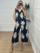 Capri Pants Print Set/Navy Blue