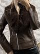 Eco Leather Fur Lapel/Chocolat