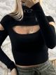 Cut Outs Knitted Top/Black