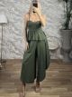 Viscose Peplum&Asymmetrical Set-3568/Khaki
