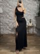 GLOW KnotShoulder CutOut Maxi Dress/Black