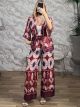 Satin Multi Kimono & Pants Set-7963/Burgundy