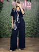 Satin Scarf Viscose Set/Navy Blue