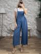 Cotton Overalls Wide Leg Set/Light Blue