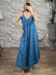 Boho Silk TiedStraps & Gold Print Maxi Dress-6262/Ciel