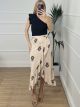 Midi Wrap Skirt/Ecru-Black