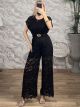 Lace Belt Jumpsuit-5912/Black