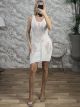 Fitted Sleeveless Knitted Mini Dress-09/White