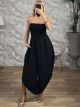 Viscose WaspNest Asymmetrical Jumpsuit-631836/Black