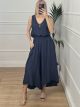 Viscose Buttons Summer Set/Navy Blue