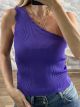 Knitted Waves OneShoulder Top/Purple