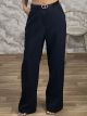 Office Belt Pants-007/Navy Blue