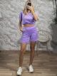 Velvet Bear Strass Top&Shorts Set/Lila