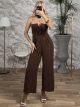 Bow Strapless Jumpsuit/Light Choco