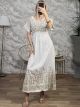 Embroidered Cotton Maxi Dress-2629/White