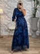 Maxi Muslin Sleeve Dress/Blue