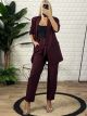 Belt Bow Suit/Dark Burgundy