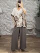 Plus Size Dark Floral Set/Beige
