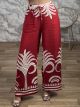 Wide PalmTrees Cotton Pants-2513/Red