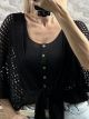 Crop Knitted Kimono-Cardigan/Black