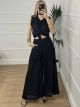 Ruffle Shirt Pants Set/Black