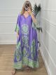 Oversized Pattern Satin Dress/Purple