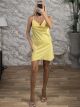 Draped Satin Mini Dress/Yellow