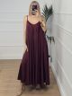 Oversized Satin Maxi Dress/Burgundy