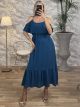 Ruffle Shoulders Dress/Petrol