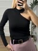 No-Shoulder Knitted Top/Black