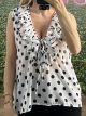 Ruffle Polka Dots Top/White