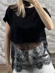 Lace Cropped T-Shirt-13772/Black