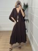 Casual Maxi Oversized Ruffles Dress/Chocolat