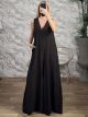 Wide ButtonBack Ve Jumpsuit-35319/Chocolat
