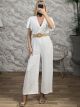 Muslin Crepe Belt Jumpsuit-51937/White