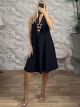 Viscose MultiChrome Necklace Mini Dress-26209/Black