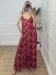 Elastic Floral Jumpsuit-NEW/Burgundy
