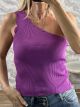 Knitted Waves OneShoulder Top/Magenta
