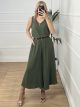 Zip Culotte Buttons Set/Khaki