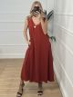Midi Gold Button Dress/Ecai