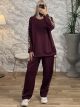 Oversized Leopard Stripe Set/Burgundy