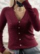 Knitted Ve Strass Cardigan-1719/Burgundy
