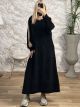 Duotone Velvet Cord Dress-41260/Black
