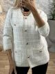 Mohair Metallic Details Cardigan/White